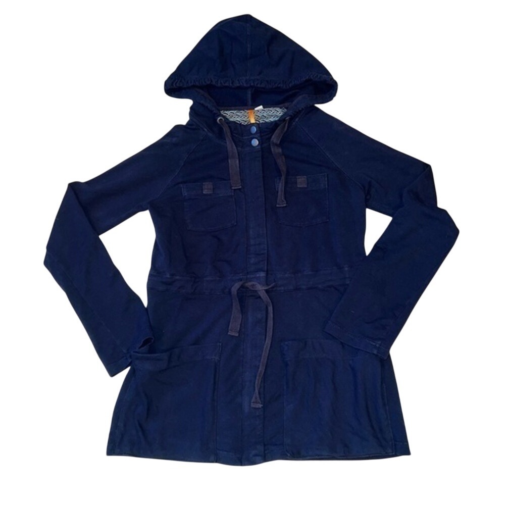 Sundry Women's Zip Up Hooded Cotton Jersey Jacket Navy Blue Size Small